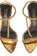 Tom Ford Gold Padlock Heeled Sandals