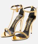 Tom Ford Gold Padlock Heeled Sandals