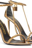Tom Ford Gold Padlock Heeled Sandals