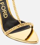 Tom Ford Gold Padlock Heeled Sandals