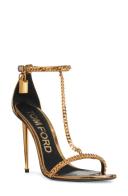 Tom Ford Gold Padlock Heeled Sandals