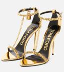 Tom Ford Gold Padlock Heeled Sandals