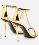 Tom Ford Gold Padlock Heeled Sandals
