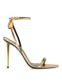 Tom Ford Gold Padlock Pointy Naked Heeled Sandals