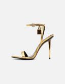 Tom Ford Gold Padlock Pointy Naked Heeled Sandals