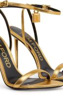 Tom Ford Gold Padlock Pointy Naked Heeled Sandals