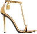 Tom Ford Mirror Padlock T-Strap Chain Leather Sandals