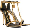 Tom Ford Mirror Padlock T-Strap Chain Leather Sandals