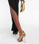 Tom Ford, Padlock chain metallic leather sandals, Women, Gold, EU 39.5, Sandals