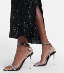 Tom Ford, Padlock embellished satin sandals, Women, Black, AU 4, Sandals, Leather