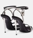 Tom Ford, Padlock embellished satin sandals, Women, Black, AU 4, Sandals, Leather