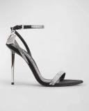 Tom Ford, Padlock embellished satin sandals, Women, Black, AU 4, Sandals, Leather