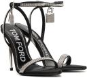 Tom Ford, Padlock embellished satin sandals, Women, Black, AU 4, Sandals, Leather