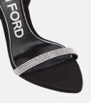 Tom Ford, Padlock embellished satin sandals, Women, Black, AU 4, Sandals, Leather