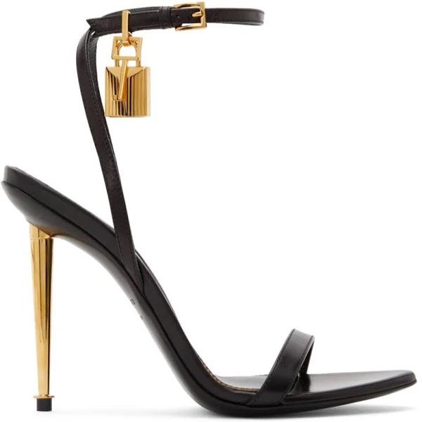 Tom Ford, Padlock leather sandals, Women, Black, EU 35.5, Sandals