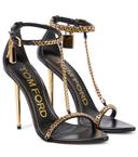 Tom Ford, Padlock leather sandals, Women, Black, EU 37, Sandals