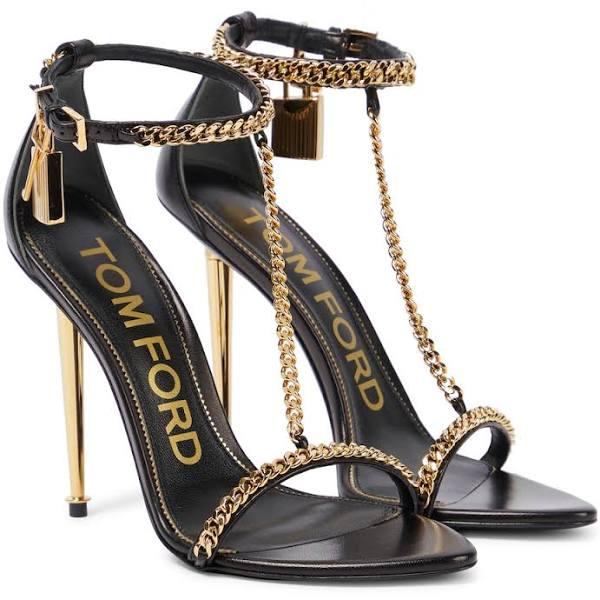 Tom Ford, Padlock leather sandals, Women, Black, EU 37, Sandals