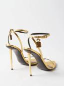 Tom Ford, Padlock leather sandals, Women, Gold, EU 35.5, Sandals