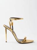 Tom Ford, Padlock leather sandals, Women, Gold, EU 35.5, Sandals