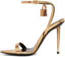 Tom Ford, Padlock leather sandals, Women, Gold, EU 37.5, Sandals