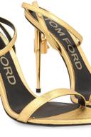Tom Ford, Padlock leather sandals, Women, Gold, EU 37, Sandals