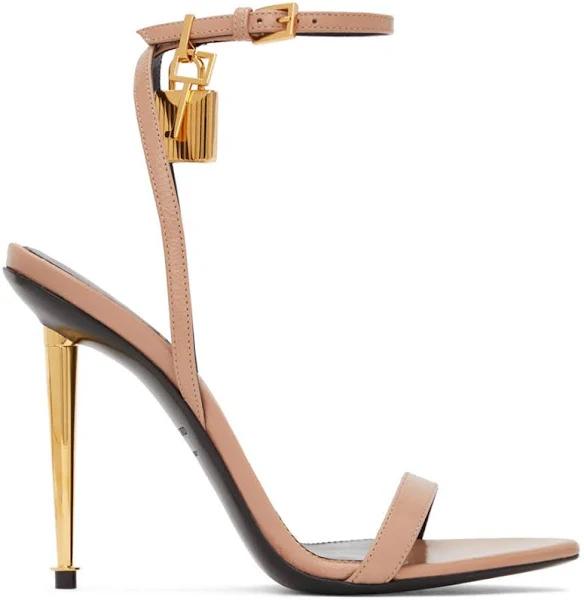 Tom Ford, Padlock leather sandals, Women, Pink, EU 38, Sandals