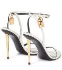 Tom Ford, Padlock leather sandals, Women, White, EU 36, Sandals