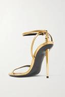 Tom Ford Padlock Metallic Leather Sandals - Women - Gold Sandals - IT40
