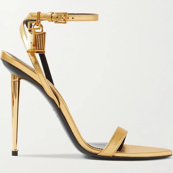 Tom Ford Padlock Metallic Leather Sandals - Women - Gold Sandals - IT40