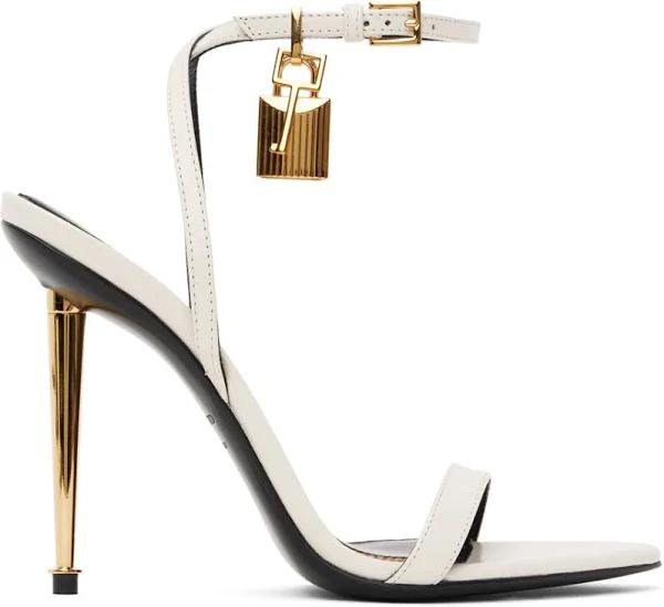 Tom Ford White Padlock Pointed Naked Heeled Sandals