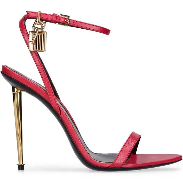 Tom Ford | Women 105mm Padlock Leather Sandals Red 42