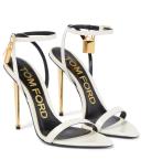 Tom Ford | Women 105mm Padlock Leather Sandals White 42