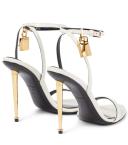 Tom Ford | Women 105mm Padlock Leather Sandals White 42