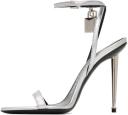 Tom Ford | Women 105mm Padlock Metallic Leather Sandals Silver 37