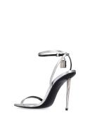 Tom Ford | Women 105mm Padlock Metallic Leather Sandals Silver 37
