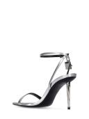 Tom Ford | Women 85mm Padlock Metallic Leather Sandals Silver 37.5