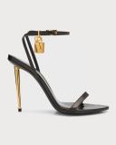 Tom Ford Women's Padlock Pointy Sandals - Black - Sandal Heels