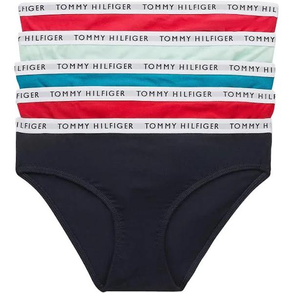 Tommy Hilfiger 5 Pack Bikini Girl's Knickers - Medium Grey Ht/black