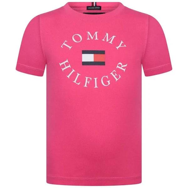 Tommy Hilfiger Baby Girls Pink Cotton Logo T-Shirt