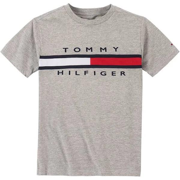 Tommy Hilfiger Boy's Tee Shirt Gray Heather Flag Tee M 12/14