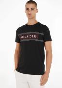 Tommy Hilfiger Chest Corp Stripe Logo T-Shirt in Black