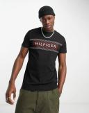 Tommy Hilfiger Chest Corp Stripe Logo T-Shirt in Black