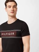 Tommy Hilfiger Chest Corp Stripe Logo T-Shirt in Black