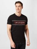Tommy Hilfiger Chest Corp Stripe Logo T-Shirt in Black
