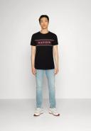 Tommy Hilfiger Chest Corp Stripe Logo T-Shirt in Black