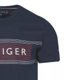 Tommy Hilfiger Chest Corp Stripe Logo T-Shirt in Navy