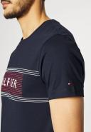 Tommy Hilfiger Chest Corp Stripe Logo T-Shirt in Navy