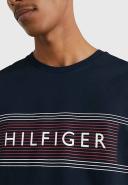 Tommy Hilfiger Chest Corp Stripe Logo T-Shirt in Navy