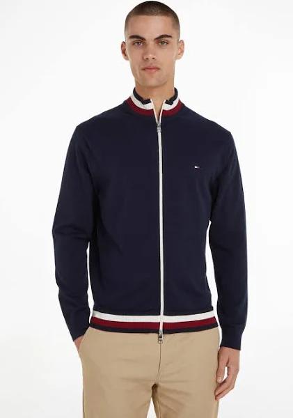 Tommy Hilfiger Global Detail Through Full Zip Sweater Blue 2XL Man