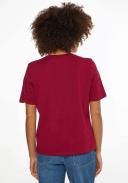 Tommy Hilfiger High Shine Embroidered Crew Neck in Red Wine XS